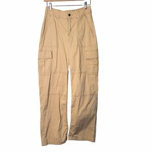 Hollister Women's High-Rise Poplin Baggy Cargo Pants Khaki, Size 25W, 1-R NWOT